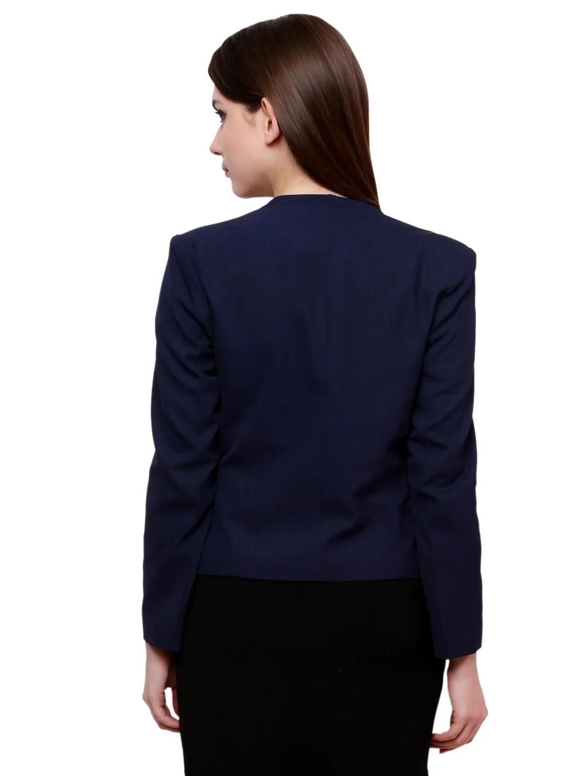 PANNKH Womens Blue Solid Blazer