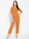 PANNKH Mustard Solid Tonal Top And Pant Set