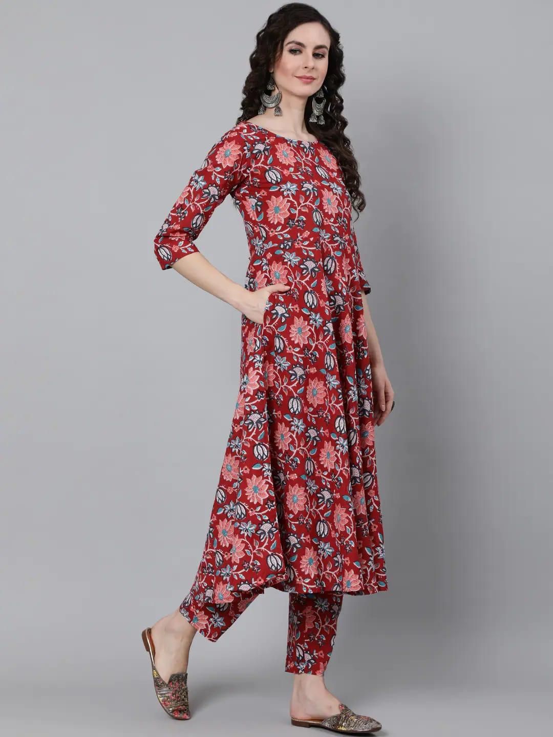 HB Fashion Latest Reyon Cotton Printed Kurti Pant Dupatta Set