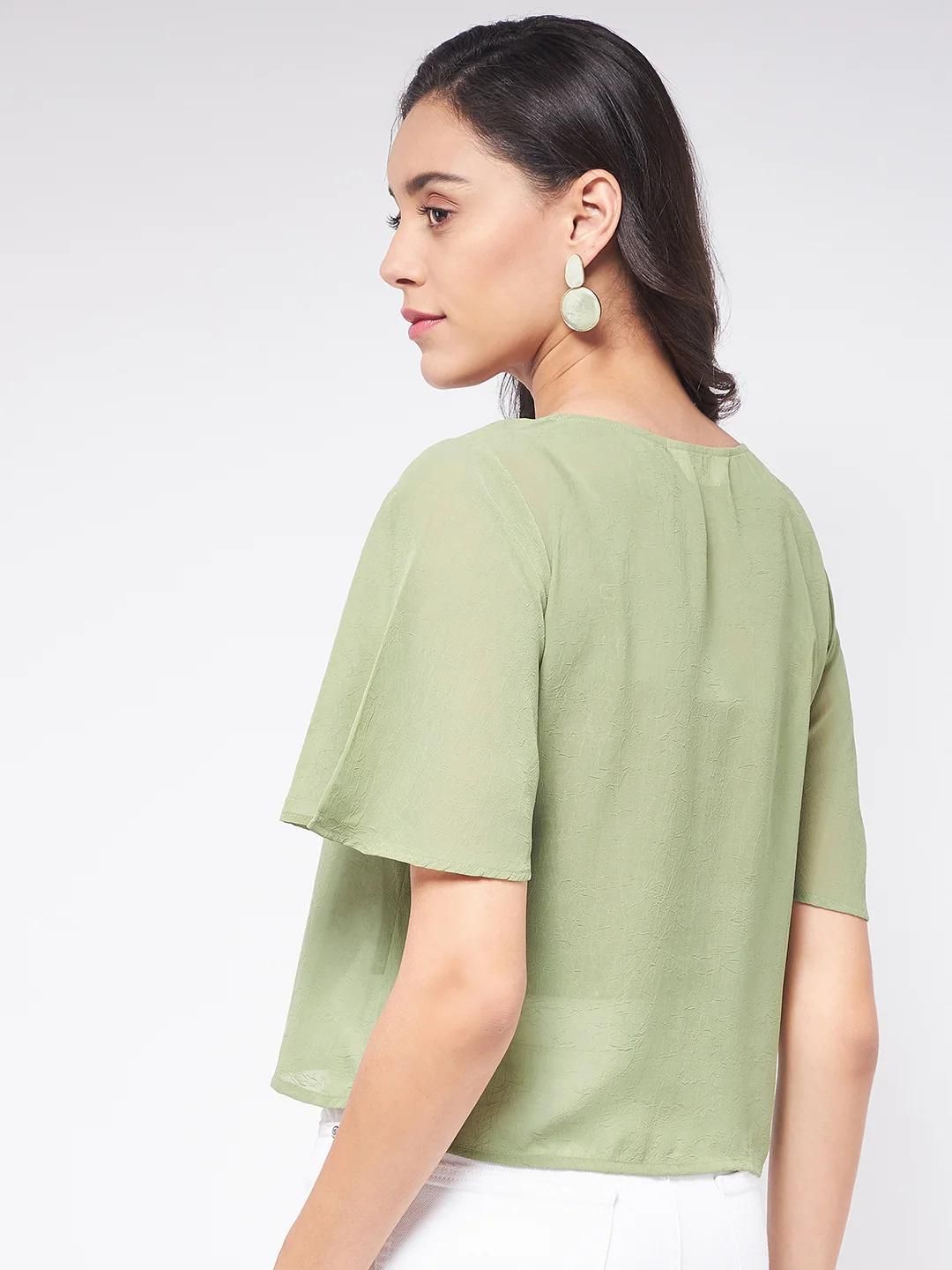 PANNKH Flaunt Yourself In Solid Sheer Green Top